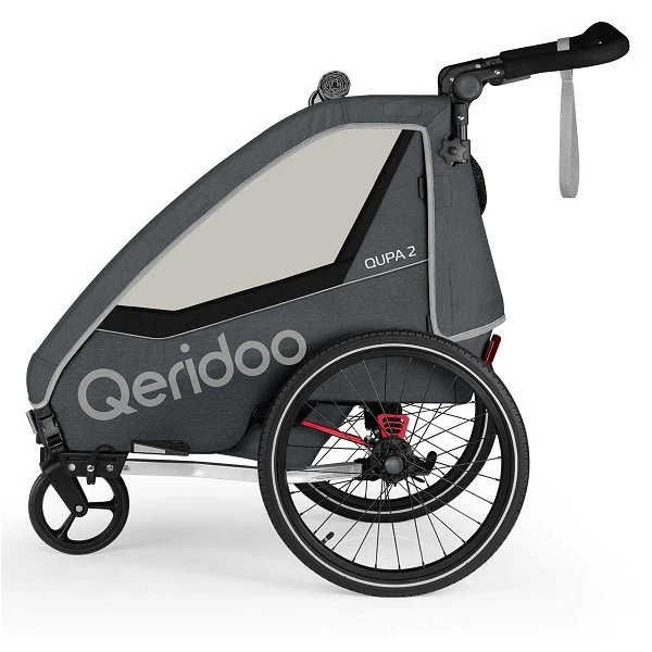 Qeridoo Qupa2 Grey Fahrradanhänger 360-Grad-Buggyrad Und Deichsel 2023 4 Qeridoo Qupa2 Grey Fahrradanhänger 360-Grad-Buggyrad Und Deichsel 2023 – Bild 2