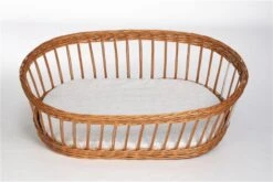 Mionido Stubenwagen Lisa Natur Paisley Hellgrau Mit Garnierung, Matratze Und Matratzenbezug -Baby Online Shop 0400 89