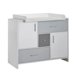 Schardt Candy Grey Wickelkommode Weiß/seidengrau/platingrau - Inkl. Wickelaufsatz