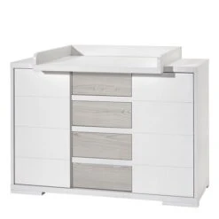Schardt Maxx Boathouse Wickelkommode Weiß/Fleetw. 2 Türen, 4 Schubkästen - Mit Wickelaufsatz