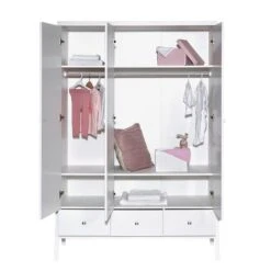 Schardt Holly Nature Kleiderschrank 3T, 3S Weiß/Altmühlbuche/Fuß Massiv -Baby Online Shop 06 915 02 02 schrank 3t offen 3