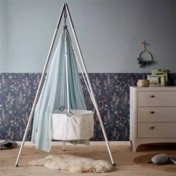 Leander Classic Babywiege Weiß Mit Matratze Und Deckenhaken -Baby Online Shop 100041 leander classic cradle white blue a