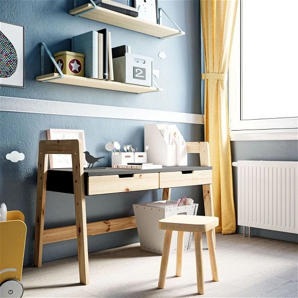 Nature Kid Cory Schreibtisch Anthrazit/natur Höhenverstellbar, Aus Kiefer Und MDF 5 Nature Kid Cory Schreibtisch Anthrazit/natur Höhenverstellbar, Aus Kiefer Und MDF – Bild 3