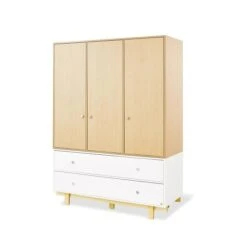 Pinolino Boks Kleiderschrank Groß 3T 2S MDF Weiß / Dekor Ahorn - Zum Toppreis