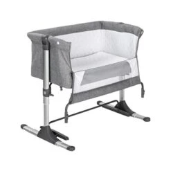 Schardt Joy Wiege/Beistellbett Aluminium/Leinen Hellgrau -Baby Online Shop 13 820 wiege joy seitenteil offen 1