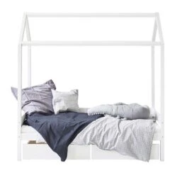 Hoppekids ECO Comfort Hausbett Weiß Kinderbett In 70 X 160 Cm - Mit Hausdach -Baby Online Shop 30 0008 32 07m grey 1