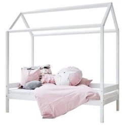 Hoppekids ECO Comfort Hausbett Weiß Kinderbett In 70 X 160 Cm - Mit Hausdach -Baby Online Shop 30 0008 32 07m pink 1