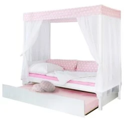 Ticaa Himmelbett Stern Rosa Kiefer Weiß Inkl. Bettkasten & Tüll-Textilien - 90 X 200 Cm -Baby Online Shop 926757 freisteller 1