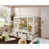 Ticaa Hausbett MINI Safari Kiefer Inkl Schubkästen Weiß Massivholz - Dessin: Safari - 80 X 160 Cm -Baby Online Shop 929031 2 gr 1