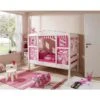 Ticaa Hausbett MINI Horse Rosa Kiefer Weiß Massivholz - Dessin: Horse Rosa - 80 X 160 Cm -Baby Online Shop 929062 gr 1