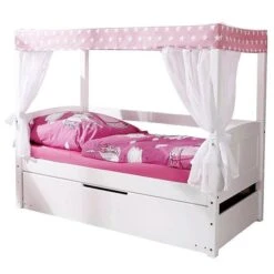 Ticaa Himmelbett MINI Stern Rosa Kiefer Weiß Inkl. Bettkasten & Tüll-Textilien - 80 X 160 Cm -Baby Online Shop 929178 freisteller 1