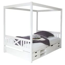 Ticaa Himmelbett Lino Kiefer Weiß - Regalelement Massivholz - 140 X 200 Cm -Baby Online Shop 929635 freisteller 1
