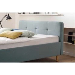 Meise Möbel Amelie Polsterbett Stoffbezug Eisblau Holzfuß Eichefarbig 180 X 200 Cm -Baby Online Shop amelie saw eiche detail 3 2