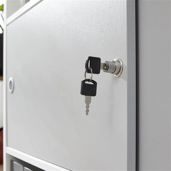 Trendteam Basix Regal Mit Schiebetüren Weiß/grau 5 Trendteam Basix Regal Mit Schiebetüren Weiß/grau – Bild 3