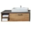 Trendteam Bay Waschbeckenunterschrank Inkl. Becken Eiche Riviera / Beton -Baby Online Shop bay bd 1693 332 28 frontal mit becken mit deko freisteller