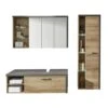 Trendteam Bay Badmöbel 3-teilig Eiche Riviera / Beton 1 Trendteam Bay Badmöbel 3-teilig Eiche Riviera / Beton -Baby Online Shop bay bd 1693 901 28 frontal mit bel und deko freisteller