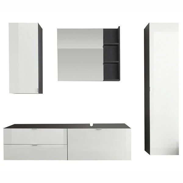 Trendteam Beach Bad Kombination 4-teilig Weiß/grau 3 Trendteam Beach Bad Kombination 4-teilig Weiß/grau