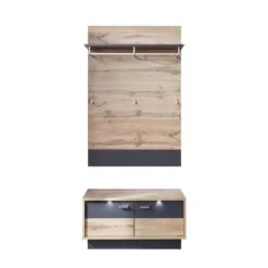 Trendteam Coast Garderoben-Set 2-teilig Paneel Wotan Eiche / Grau Melamin