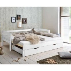 Relita EMILIA Einzelbett Buche Massiv Weiß 90/180 X 200 Cm, Ausziehbar - Frachtfrei -Baby Online Shop eb emma weiss bettkasten 2 gr 1