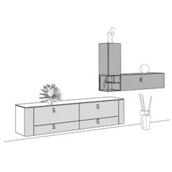 Hülsta Gentis Wohnwand 5 - Akzent Naturstamm - Breite 369,6 Cm -Baby Online Shop gentis 5 strich