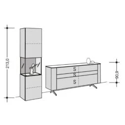 Hülsta Gentis Wohn-Kombi 7 - Akzent Naturstamm Inkl. LED-Beleuchtung Vitrine -Baby Online Shop gentis 7 strich