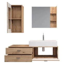 Trendteam Geo Badmöbel Inkl. Waschbecken 4-teilig Artisan Eiche -Baby Online Shop geo bd 1751 907 92 frontal geoeffnet freisteller
