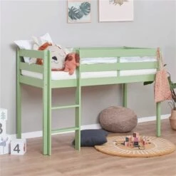Hoppekids ECO Comfort Halbhohes Bett Pale Green 70 X 160 Cm - Ohne Lattenrost -Baby Online Shop halbhochbett green 70x160 2