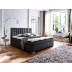 Meise Isa Boxspringbett 180 X 200 Cm Schwarz Kunstleder - Inklusive Lieferung