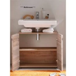 Trendteam Malea Badmöbel-Set 5-teilig Mit Spiegelschrank | Eiche San Remo Hell -Baby Online Shop malea bd 1324 301 90 frontal geoeffnet 2