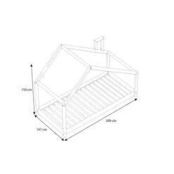 Nature Kid Milo Hausbett Weiß Mit Giebeldach Liegefläche 140 X 200 -Baby Online Shop milo bett 140 200 sketch
