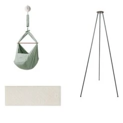 Moonboon Ökologische Federwiegen-Set Seagrass Mit Motor, Gestell Grau & Kokos-Einleger -Baby Online Shop moonboon federwiegen set seagrass grau