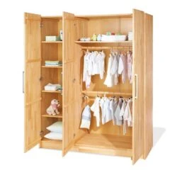 Pinolino Natura Kleiderschrank Groß 3 Türen Buche Massiv, Geölt -Baby Online Shop natura ks 3t offen 1