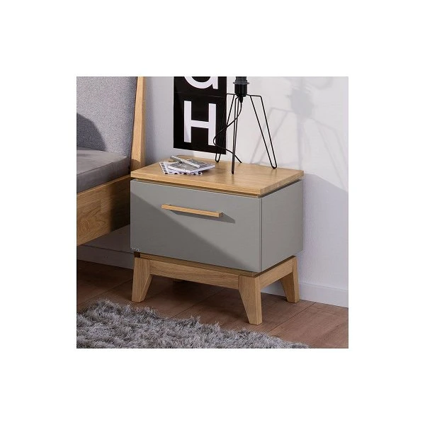 Paidi Sten Nachtkommode - 1 Schubkasten Schiefergrau/Eiche Massiv 3 Paidi Sten Nachtkommode - 1 Schubkasten Schiefergrau/Eiche Massiv