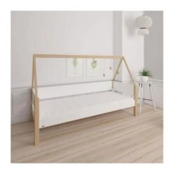 Manis-h Hausbett SAGA 90x200 Cm Pfosten Buche Incl. Dachgiebel - 20 Farben Wählbar