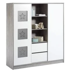 Schardt Eco Star Kleiderschrank 2 Türen+Regal Driftwood/Weiß