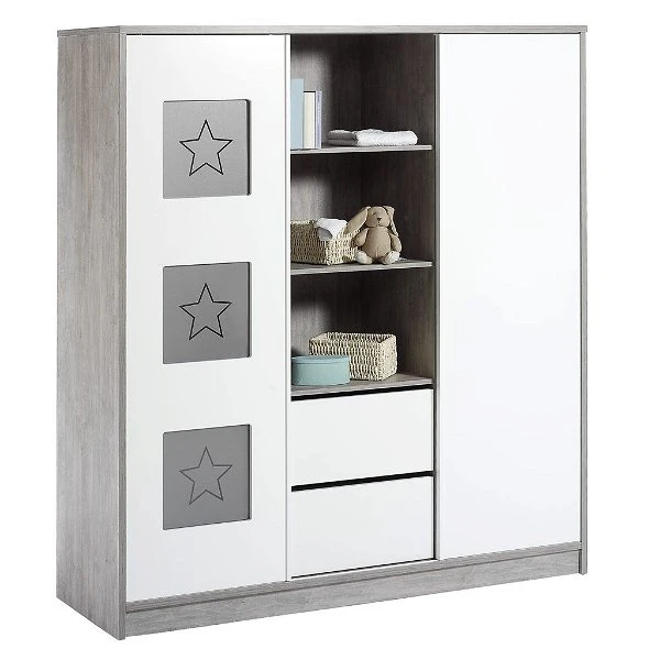 Schardt Eco Star Kleiderschrank 2 Türen+Regal Driftwood/Weiß 3 Schardt Eco Star Kleiderschrank 2 Türen+Regal Driftwood/Weiß