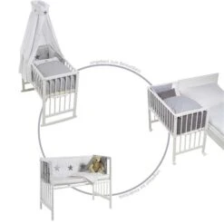 Schardt Multifunktionswiege 5 In 1 Buche Massiv Natur Mit Textiler Ausstattung Sternchen Grau -Baby Online Shop schardt vario umbaumoeglichkeiten 2