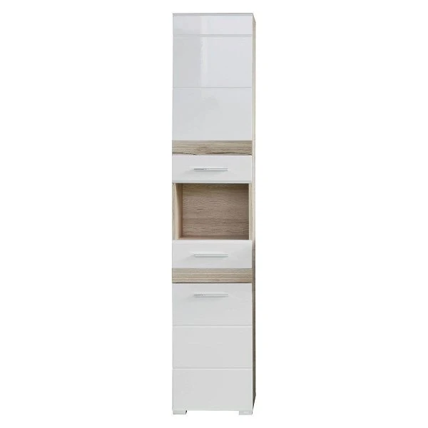 Trendteam Set-One Hochschrank Weiß / Eiche 3 Trendteam Set-One Hochschrank Weiß / Eiche