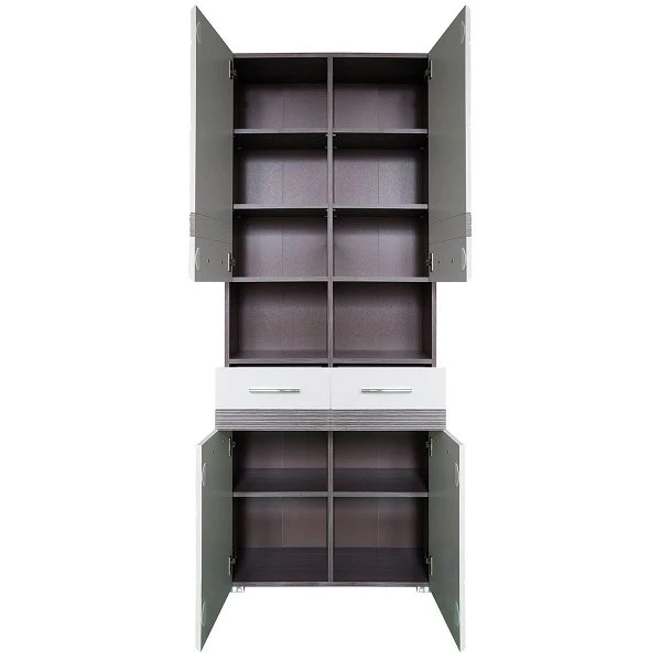 Trendteam Set-One Bad Hochschrank Breit Weiß / Rauchsilber 4 Trendteam Set-One Bad Hochschrank Breit Weiß / Rauchsilber – Bild 2