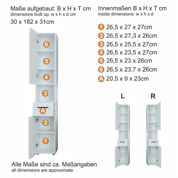 Trendteam Skin Hochschrank Offenes Fach Weiß Hochglanz 6 Trendteam Skin Hochschrank Offenes Fach Weiß Hochglanz – Bild 4