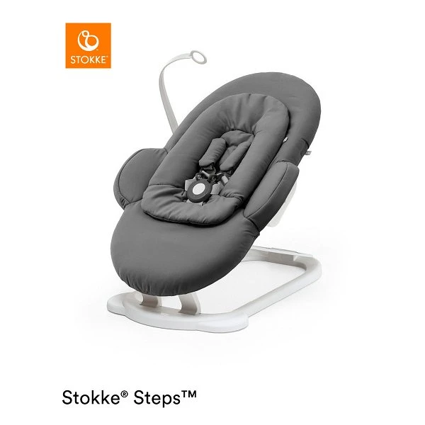 Stokke® Steps™ Bouncer Herringbone Grey Gestell Weiß 3 Stokke® Steps™ Bouncer Herringbone Grey Gestell Weiß