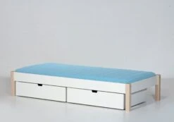 Manis-h Einzelbett ULL 90x200 Cm Pfosten Buche Incl. Bettkästen Und Lattenrost - Frachtfrei