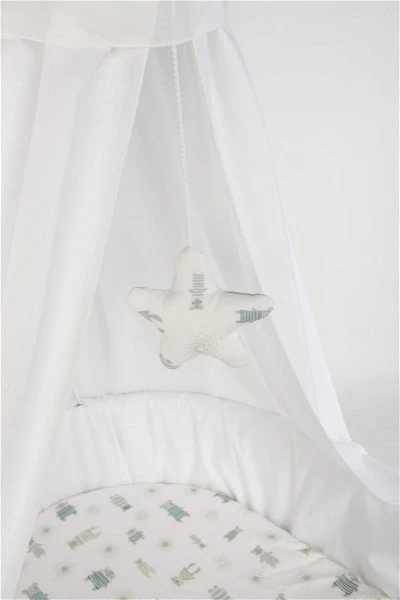 Mionido Stubenwagen Maxi Weiß Pyjamabär Grün Mit Garnierung, Matratze Und Matratzenbezug 6 Mionido Stubenwagen Maxi Weiß Pyjamabär Grün Mit Garnierung, Matratze Und Matratzenbezug – Bild 4