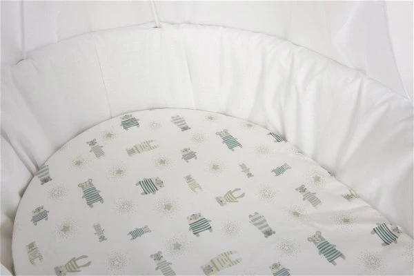 Mionido Stubenwagen Maxi Weiß Pyjamabär Grün Mit Garnierung, Matratze Und Matratzenbezug 7 Mionido Stubenwagen Maxi Weiß Pyjamabär Grün Mit Garnierung, Matratze Und Matratzenbezug – Bild 5