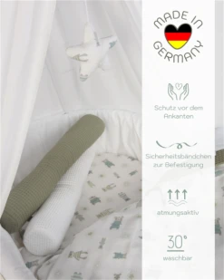 Mionido Stubenwagen Maxi Natur Pyjamabär Grün Mit Garnierung, Matratze Und Matratzenbezug -Baby Online Shop v1 560 80 usp 1