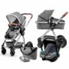 Kinderkraft VEO 3in1 Kinderwagen Grey Inkl. Babyschale, Adapter & Regenverdeck -Baby Online Shop veo 3w1 gray 1 1